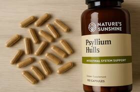 100% Pure 099904005457 Natures Sunshine Psyllium Hulls Capsules 500mg Digestive Support