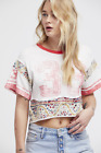 1302870458436 Free People New Ivory Cropped Trendy Nicky Tee Athletic Design