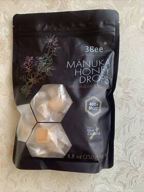 3bee 421904732384 Manuka Honey Drops With Ginger And Lemon Mgo 400 8.8 Oz