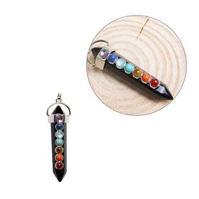 Acxico 682559871975 1pcs Black Tourmaline Protection 7 Chakra Pendant Real Crystal Gemstones Neck