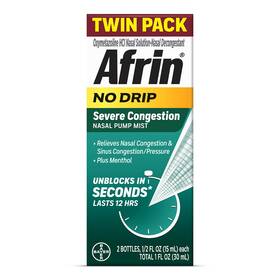 325491 Afrin No Drip Severe Congestion Nasal Mist Twin Pack Non-drowsy Fast-acting Decon