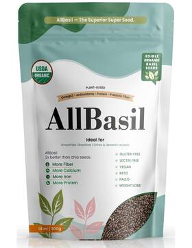 All Basil 199284098930 Edible Seeds 14oz Usda Organic Non-gmo Kosher High Fiber