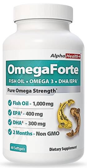 00198715363821 Alphahealth Omegaforte Naturals Omega-3 Fish Oil Supplement 1000mg 400mg Epa