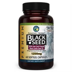 Amazing Herbs 665231131604 Premium Black Seed Oil Capsules - High Potency Cold Pressed Nig