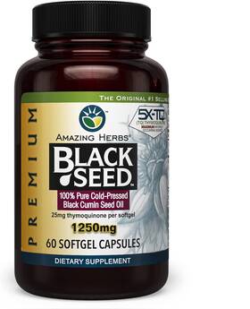 Amazing Herbs 798411355610 Premium Black Seed Oil Capsules - High 60 Count Pack Of 1