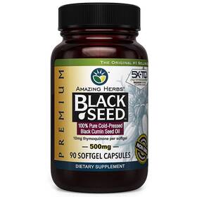 Amazing Herbs 885260154324 Premium Black Seed Oil Capsules - Cold Pressed Nigella Sativa A