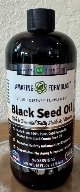 Amazing Nutrition 810112872552 Formulas Black Seed Oil 16 Oz Natural Cold Pressed Cumin Exp 11/27