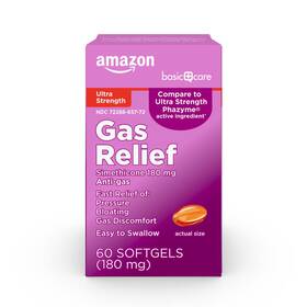 Amazon Basic Care 195515032964 Gas Relief Ultra Strength 60 Count Pack Of 1 Orange
