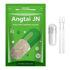Angtai Jn 718387926584 Size 2 Clear Empty Vegetarian Vegan/vegetable Pill Capsules 500 Count Veg Vcaps