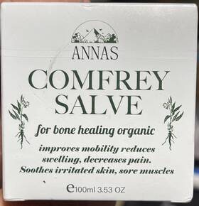 Annas 797422339299 Salve Comfrey Organic Bone Healing 3.5 Oz Exp 12/27