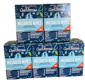 Aunt Fannie S 857261005424 5 Fannies Mosquito 10-pack Single Wrapped Wipes Essential Oils 50