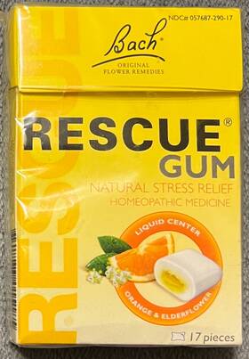 Bach 741273015185 Rescue Gum Orange And Elderflower 17 Pieces Natural Stress Relief Bb 2014