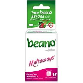 Beano 341383440008 Meltaways Food Enzyme Dietary Supplement 15 Tablets Strawberry