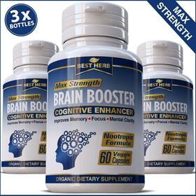 Best Herb 713194992128 180 Capsules Brain Booster Nootropic Memory Cognitive Enhancer Ginkgo And Bacopa