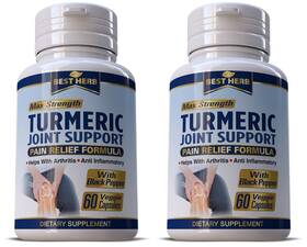 Best Herb 717410785136 2x Max Turmeric Joint Pain Relief Arthritis Support Organic Supplement 120 Pills