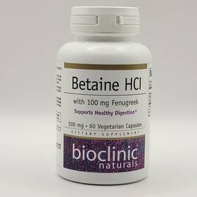 Bioclinic Naturals 629022092291 - Betaine Hcl 500mg 60 Capsules 100mg Fenugreek