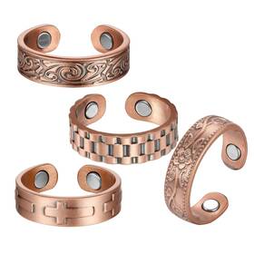 Biomag 710436835601 Copper Ring For Men Women 99.99% Pure Magnetic Rings Adjustable