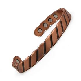 Bymax 700516285723 Pure Copper Twisted Magnetic Cuff Bracelet For Men With 8 Magnets 3500 Gauss