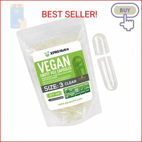 Capsugel 696355930286 Xprs Nutra Size 3 Empty Capsules - 100 Count Clear Vegan Vegeta