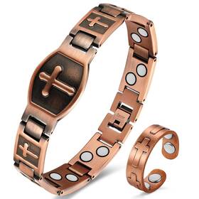 Usq0105001 Cigmag Juego De Pulsera Cruz Y Anillo Cobre Con Imanes Alta Potencia Pro