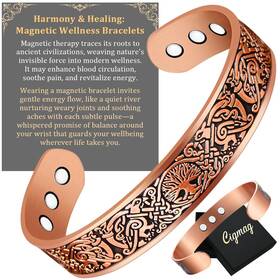 Usq0105005 Cigmag 9x Copper Bracelet For Men Magnetic Ultra Strength Tree Of Life Adjustable