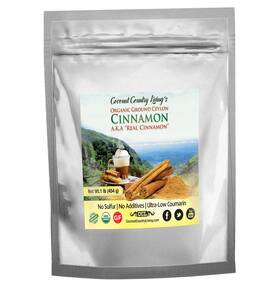 Coconut Country Livings 712038094806 Organic Ceylon Cinnamon Powder 1 Lb - True Raw Ground Sri Pound Pack Of