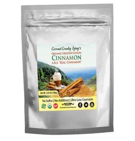 Coconut Country Livings 741587518389 Organic Ceylon Cinnamon Powder 3.5 Oz- True Raw Ground 3.53 Ounce Pack Of 1