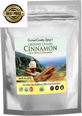 Coconut Country Livings 741587518396 Organic Ground Ceylon Cinnamon 8 Oz - True Raw