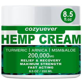 Cozyuever 710946611146 8.5 Oz Natural Hemp Cream With Arnica Msm Turmeric Emu Oil Big Capa