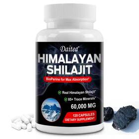 Daitea 053172638496 Pure Shilajit 60 000mg 120caps Asphaltum Naturally Occurring Fulvic Acid Nongmo