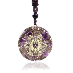Day Up 710731635142 Orgonite Necklace Metatron Cube Resin Energy Pendant 26.38 Inch Adjust