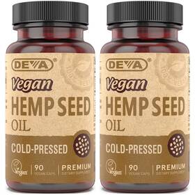 Deva 895634000751 Vegan Virgin Hemp Seed Oil Capsules 2-pack Cold-pressed Unrefined 90 C