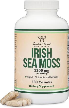 Double Wood Supplements 744110824148 Irish Sea Moss Capsules More Potent Than Gel Extract 180 Count 1 200