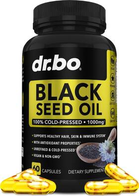 Dr. Bo 815444013833 Black Seed Oil Capsules Vegan - Pure Cold Pressed Nigella Sati