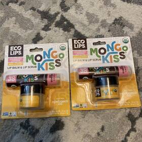 B10152a Eco Lips Lot Of 2 Mongo Kiss Straw/lav Lip Balm/vanilla Honey Scrub Organic