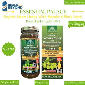 Essential Palace 642014638314 Organic Neem Honey With Manuka Black Seed 5 In 1 By - 16 Oz