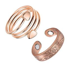Fashtour 722024828261 2pcs Magnetic Copper Rings For Women Elegant Lymphatic Jewelry Gift