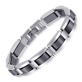 Feraco 905415720557 Mens Magnetic Bracelets Classic Balck Titanium Stainless Steel Bracel
