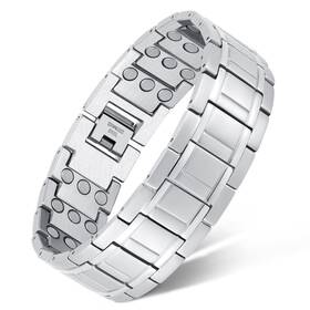 Fbag-caxh20221114003 Feraco Pulsera Magnetica De Titanio Con Tres Filas Imanes Color Gris Lujo