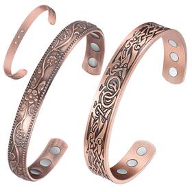 Fbag-caxh23051304 Feraco 11x Magentic Copper Bracelet For Women 99.99% Pure Cuff Bangles With