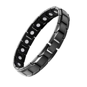 Feraco Usge190730001 Pulsera Magnetica De Acero Titanio Con Herramienta Ajuste Color Negro