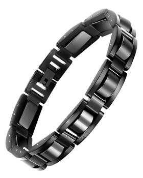 Usge191029003 Feraco Mens Magnetic Bracelet Classic Black Titanium Steel Magnets H