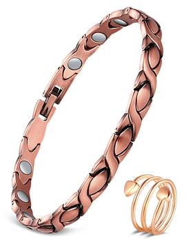 Uspy20220721005 Feraco Copper Bracelet For Women Hand Forged 99.99% Solid Pure Magnetic Wrist