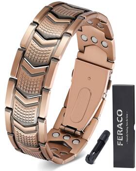 Usxh20240829001 Feraco Copper Bracelet For Men 3x Strength Magnetic Therapy Jewelry