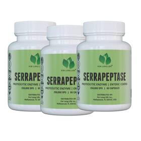 00657467196816 For Long Life Serrapeptase Enzyme 250 000 Spu Entericcoated Antiinflammatory Strongst- 3 Pack