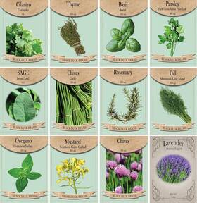 Freedom Farms 313114858888 Herb Seed Pack Collection - 12 Varieties Including Basil Parsley Rosemary Dil