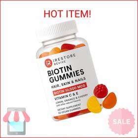 50011 Freedom Laser Therapy Inc Irestore Biotin Gummies 10 000 Mcg - 3 Natural Fruit Flavors Hair Vitamins Mult