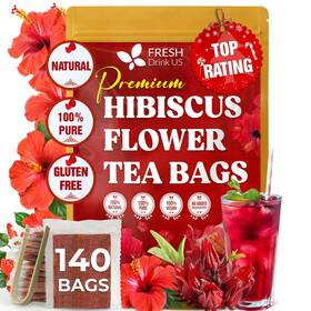 Freshdrinkus 140hibiscusteabags 140 Hibiscus Flowers Tea Bags 100% Natural Pure