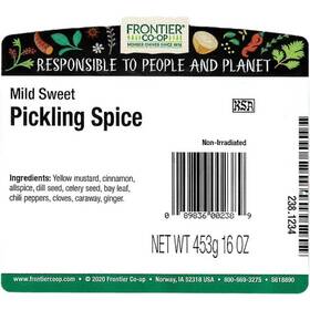 2027 Frontier Coop 089836002389 Co-op Mild Sweet Pickling Spice 1 Lb. 5/2027