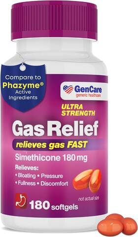 Eb-007 Gencare - Ultra Strength Simethicone Gas Relief 180 Mg Softgels Anti